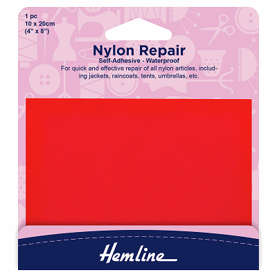 H689.RED Self Adhesive Nylon Repair Patch: Red - 10 x 20cm..